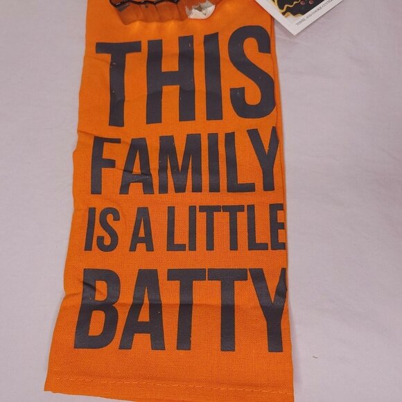 Primitives By Kathy Halloween Towel & Bat Cookie Cutter Set Orange Cotton - Picture 2 of 6